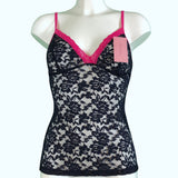 Signature Lace Strappy Cami Top - Navy & Raspberry
