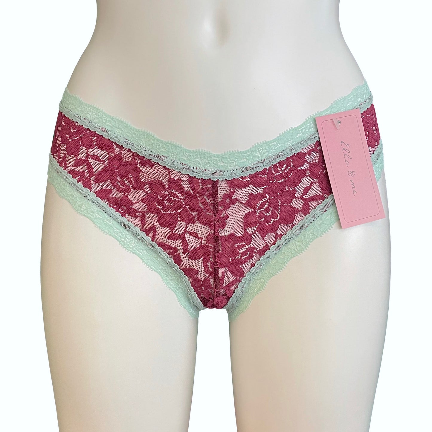 Signature Lace Brazilian Fit Knicker - Raspberry & Spearmint