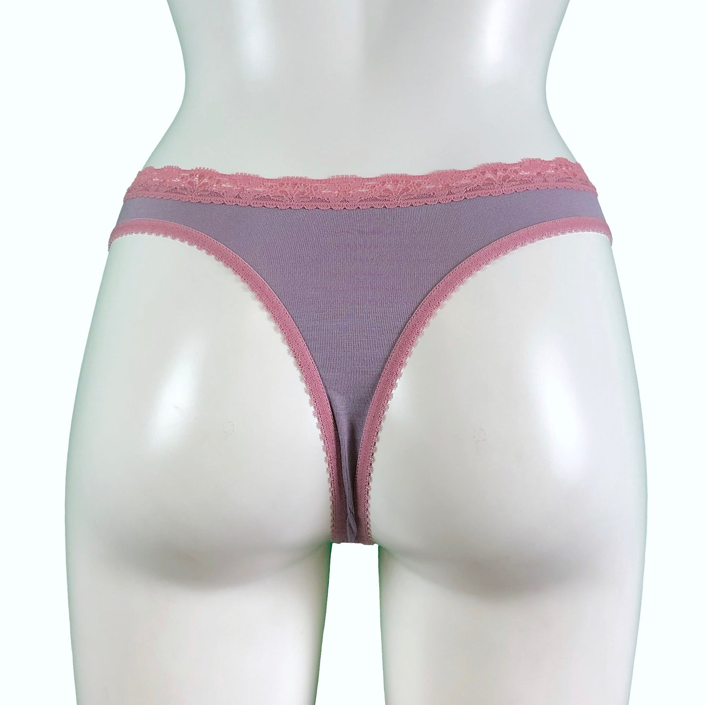 Soft Bamboo Jersey Thong - Grey Mist & Vintage Rose
