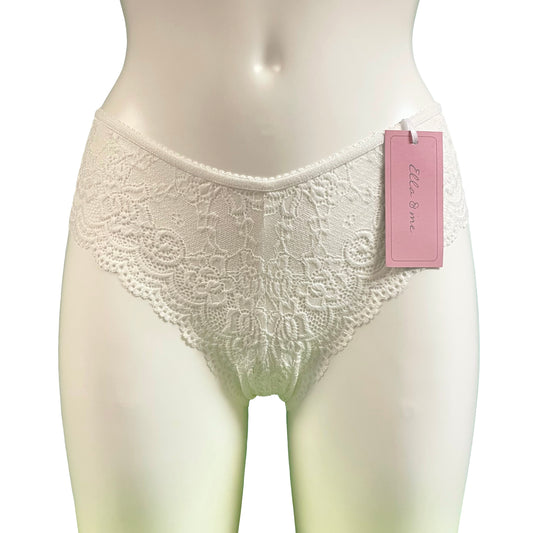 Jacquard Rose Lace Brazilian Fit Knicker - Ivory