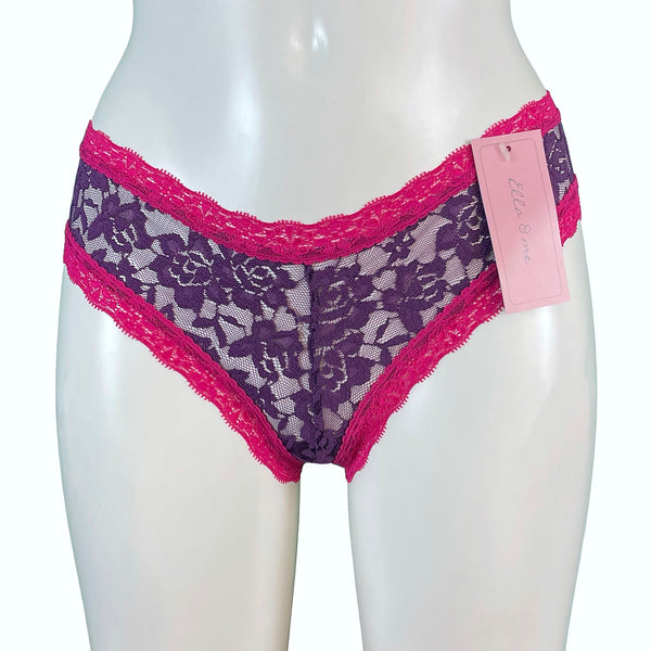 Signature Lace Brazilian Fit Knicker - Violet & Raspberry