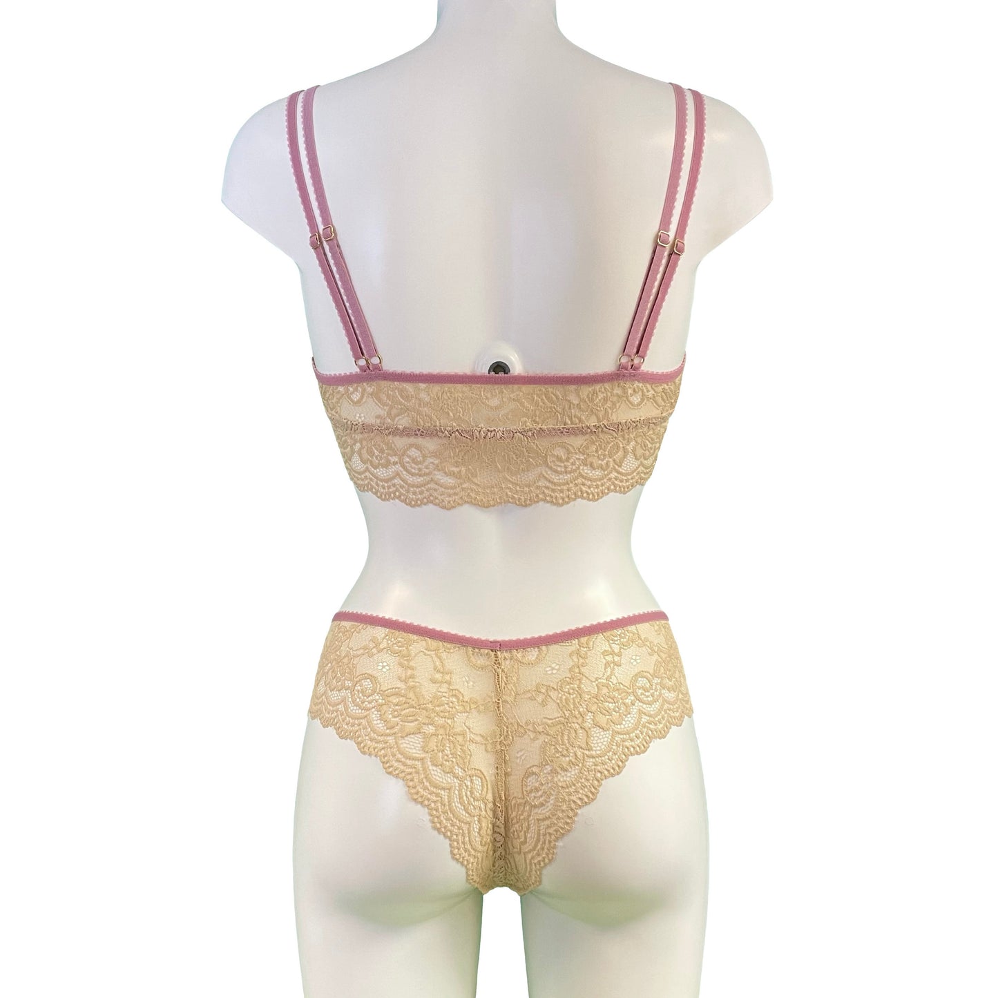 Jacquard Rose Lace Brazilian Fit Knicker - Honey