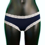 Soft Touch Cheeky Fit Brief - Navy & Ivory