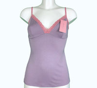 Soft Bamboo Jersey Strappy Cami Top - Grey Mist & Vintage Rose