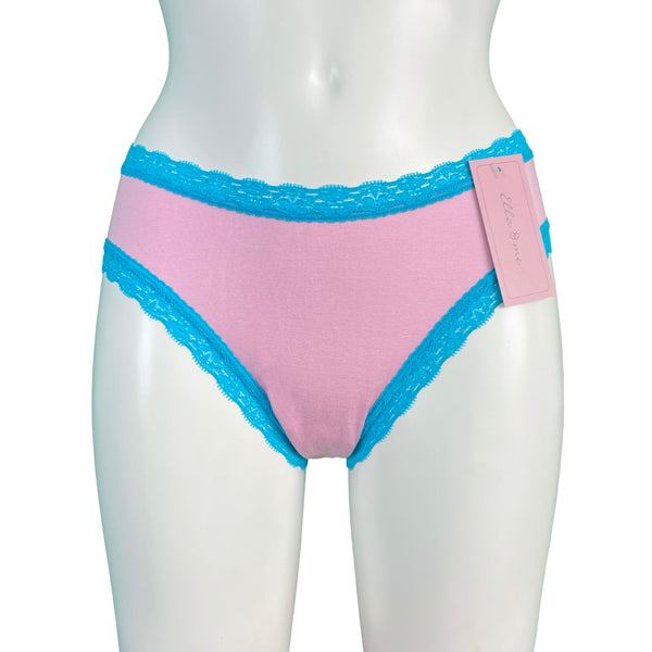 Soft Bamboo Jersey High Leg Knicker - Pink & Turquoise