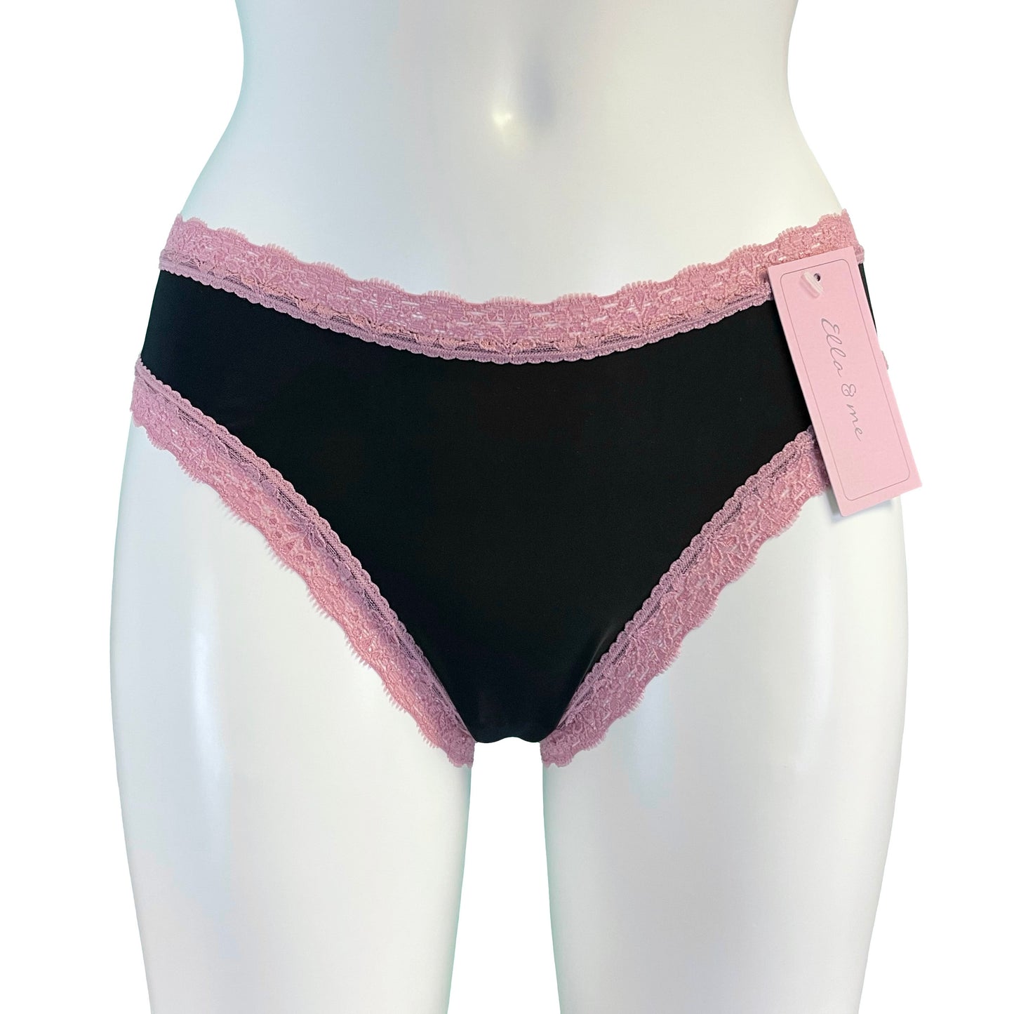 Soft Touch High Leg Knicker - Black & Vintage Rose