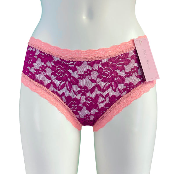 Signature Lace Classic Fit Knicker - Rosewood & Coral