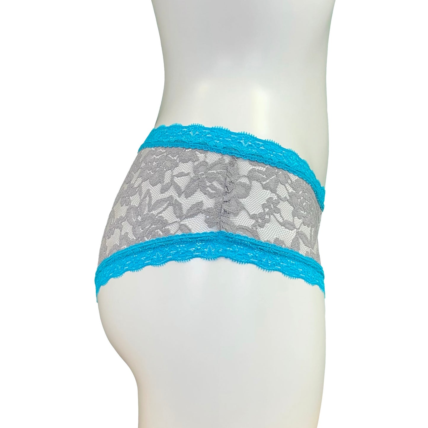 Signature Lace Classic Fit Knicker - Grey Mist & Turquoise