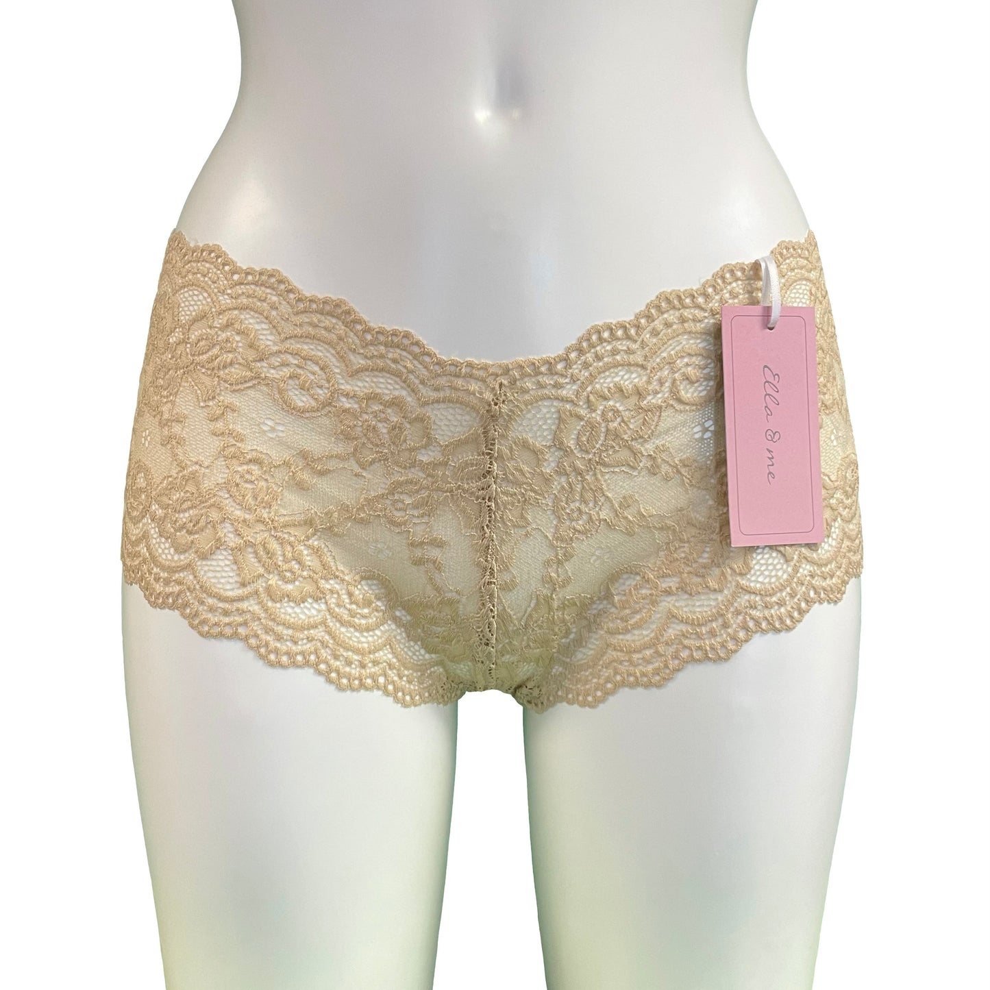 Jacquard Rose Lace Classic Knicker - Honey