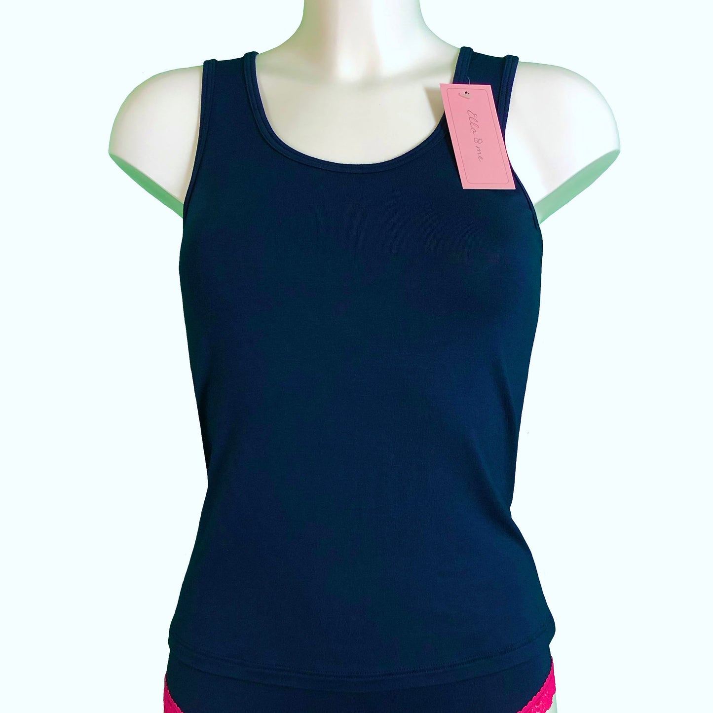 Soft Bamboo Jersey Scoop Neck Tank Top - Navy