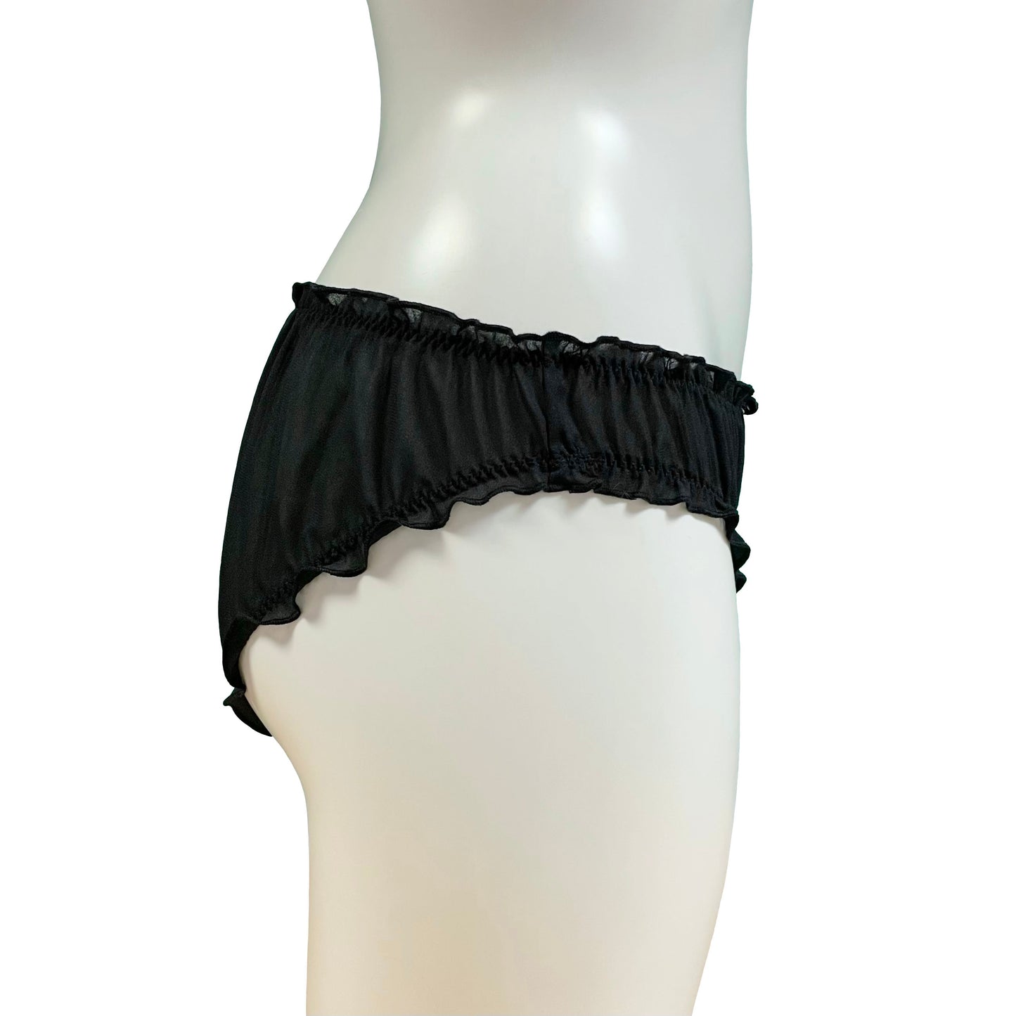 Silk Ruffle Knicker - Black