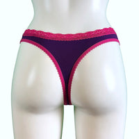 Soft Bamboo Jersey Thong - Violet & Raspberry