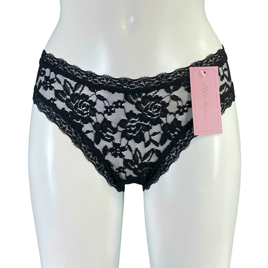 Signature Lace High Leg Knicker - Black