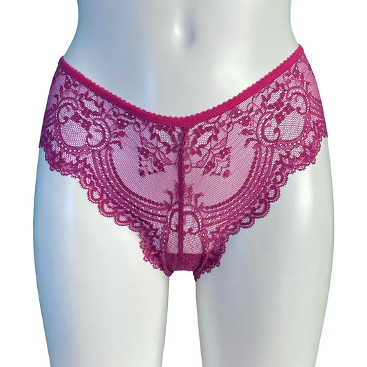 Jacquard Lace Brazilian Fit Knicker - Raspberry