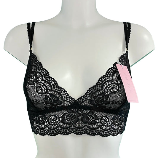 Jacquard Rose Lace Bralette - Black