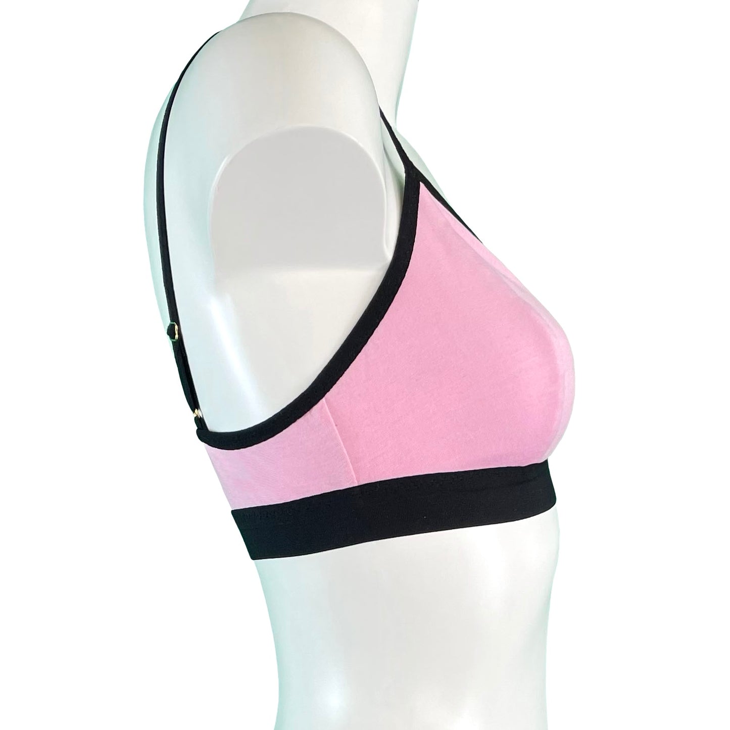 Soft Bamboo Jersey Triangle Bralette - Pink & Black