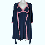 Bamboo Soft Knit Jersey Chemise - Midnight & Vintage Rose